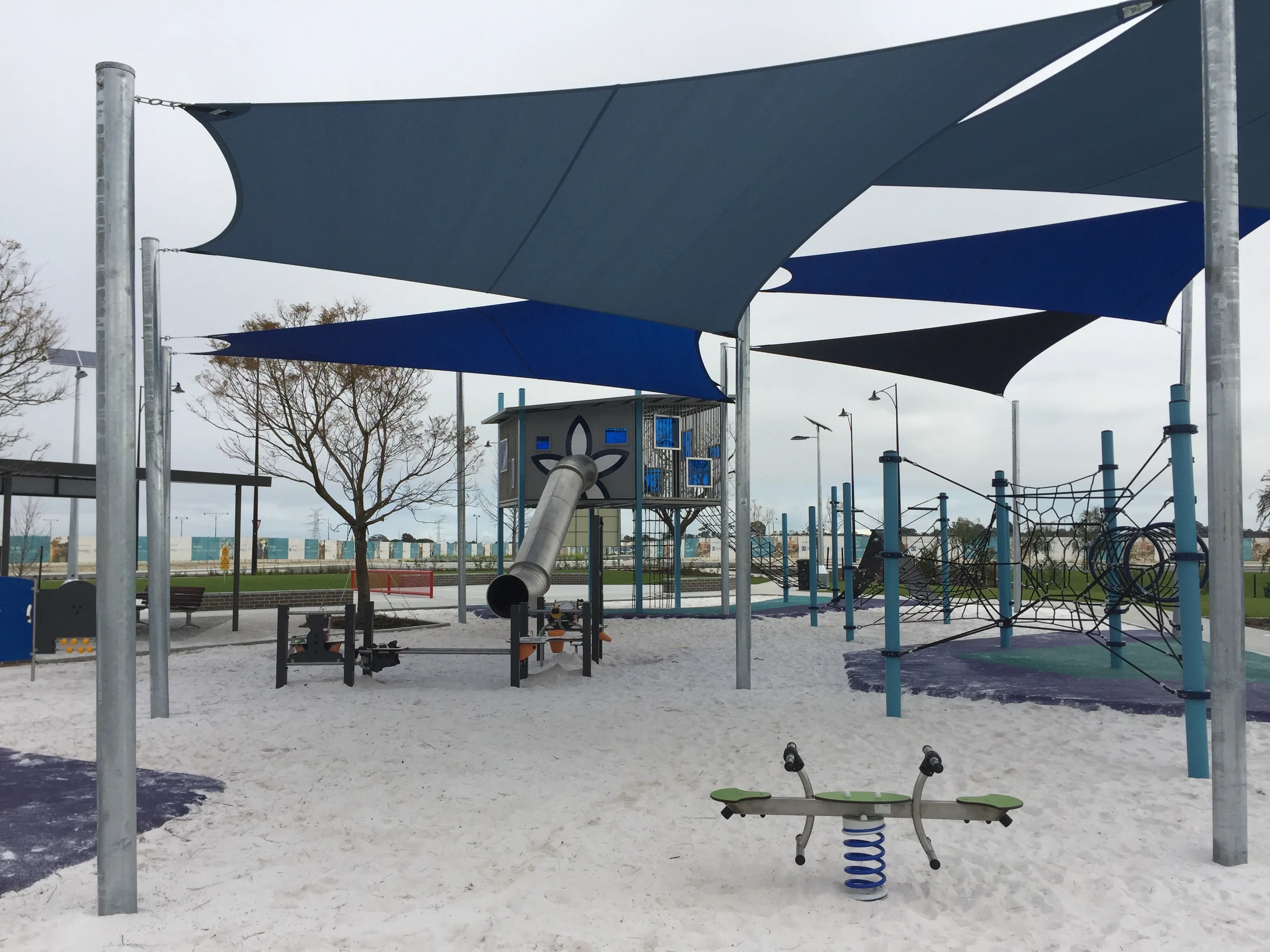 Playground with Stainless Steel Slide, Structure and Rope Climbing